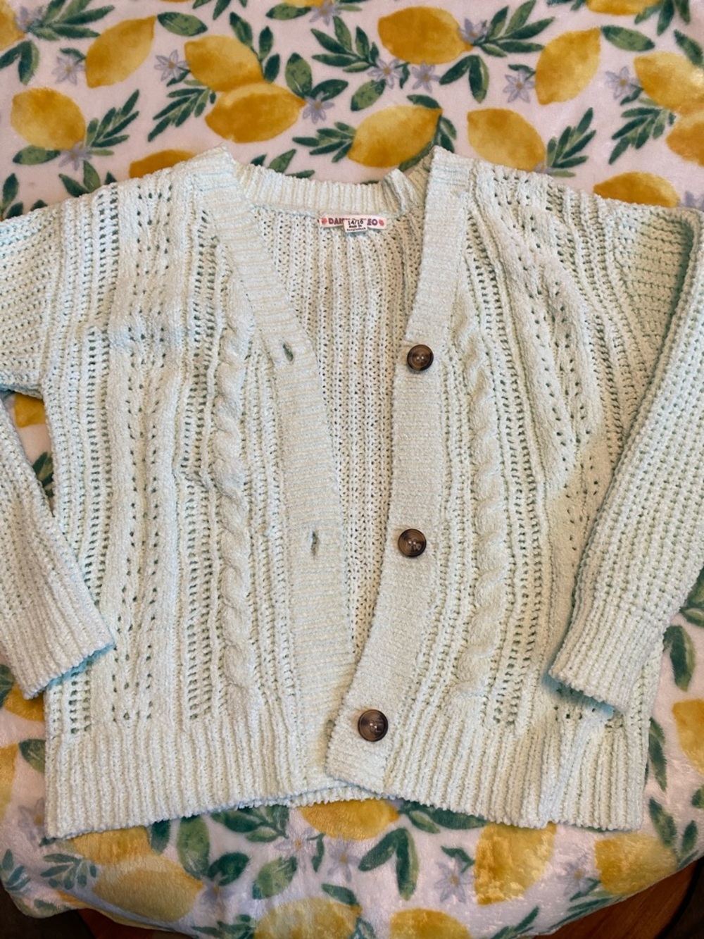 Cozy Cable Knit Cardigan Sweater - Light Mint